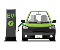 electric vehicle icon plugged in to a charging station