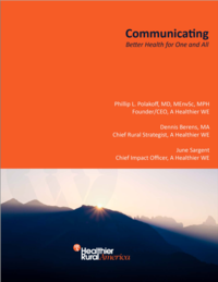 orange cover of a publication about rural health with photo of mountains at the bottom